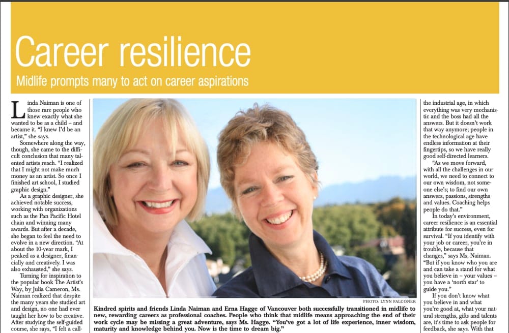 Erne Hagge and Linda Naiman in the Globe and Mail